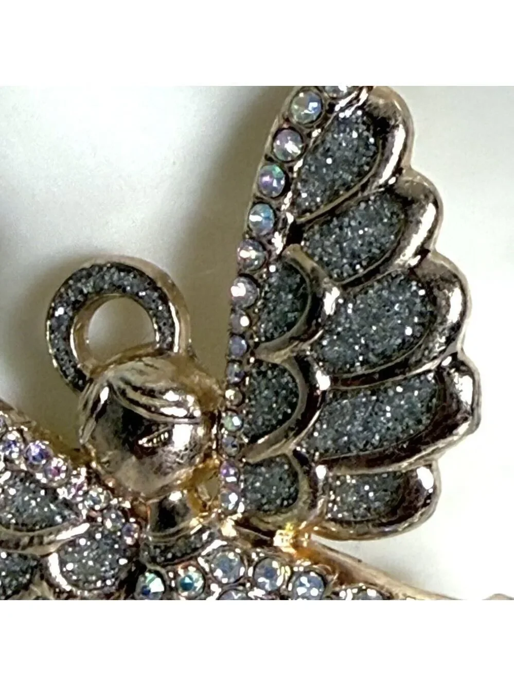 Vintage Angel Brooch Pin Gold Tone Rhinestones